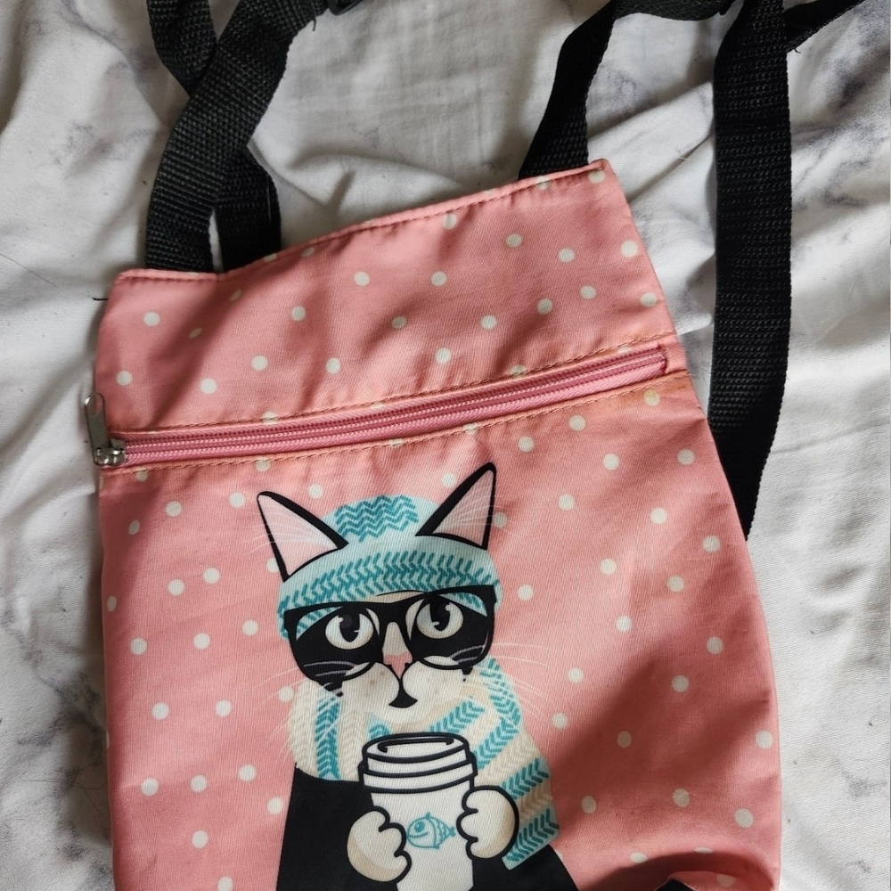 Mini Conair Pink Polka Dot Cat Backpack